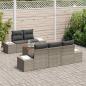 Preview: 6-teiliges Garten-Sofa-Set mit Kissen Grau Poly-Rattan Akazie
