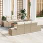 Preview: ARDEBO.de - 6-teiliges Garten Sofa Set mit Kissen Beige Poly Rattan Akazie