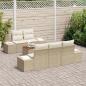 Preview: 6-teiliges Garten Sofa Set mit Kissen Beige Poly Rattan Akazie