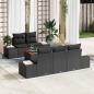 Preview: ARDEBO.de - 6-teiliges Garten Sofa Set mit Kissen Schwarz Poly Rattan Akazie