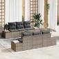 Preview: ARDEBO.de - 7-teilige Garten Sofaset mit Kissen Grau Poly Rattan Akazie
