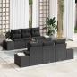 Preview: ARDEBO.de - 7-teiliges Garten-Sofa-Set mit Kissen Schwarz Poly-Rattan Akazie