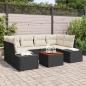 Preview: ARDEBO.de - 7-teiliges Garten Sofa Set mit Kissen Schwarz Poly Rattan Akazie