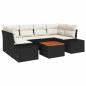 Preview: 7-teiliges Garten Sofa Set mit Kissen Schwarz Poly Rattan Akazie