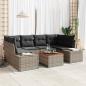 Preview: ARDEBO.de - 7-teiliges Garten-Sofa-Set mit Kissen Grau Poly-Rattan Akazie