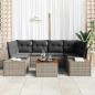 Preview: 7-teiliges Garten-Sofa-Set mit Kissen Grau Poly-Rattan Akazie