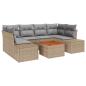 Preview: 7-teiliges Garten Sofa Set mit Kissen Beige Poly Rattan Akazie