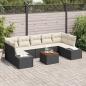 Preview: ARDEBO.de - 8 Stück Garten Sofa Set mit Kissen Schwarz Poly Rattan Akazie