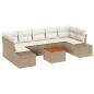 Preview: 8-teilige Garten Sofa Set mit Kissen Beige Poly Rattan Akazie