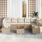 Preview: 8-teilige Garten Sofa Set mit Kissen Beige Poly Rattan Akazie