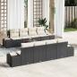 Preview: ARDEBO.de - 9-teiliges Garten-Sofa-Set mit Kissen Schwarz Poly Rattan Akazie