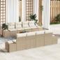 Preview: ARDEBO.de - 9-teiliges Garten Sofa Set mit Kissen Beige Poly Rattan Akazienholz