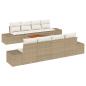 Preview: 9-teiliges Garten Sofa Set mit Kissen Beige Poly Rattan Akazienholz