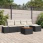 Preview: ARDEBO.de - 6-teiliges Garten Sofa Set mit Kissen Schwarz Poly Rattan Akazie