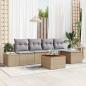 Preview: ARDEBO.de - 6-teilige Garten-Sofa-Garnitur mit Kissen Beige Poly-Rattan Akazie