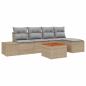 Preview: 6-teilige Garten-Sofa-Garnitur mit Kissen Beige Poly-Rattan Akazie