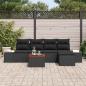 Preview: 6-teiliges Garten Sofa Set mit Kissen Schwarz Poly Rattan Akazie