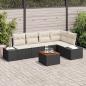 Preview: ARDEBO.de - 6-teiliges Garten-Sofa-Set mit Kissen Schwarz Poly Rattan Akazie