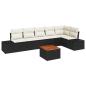 Preview: Gartensofa-set mit Kissen 7 pcs Schwarz Poly-Rattan