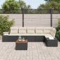 Preview: Gartensofa-set mit Kissen 7 pcs Schwarz Poly-Rattan