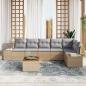 Preview: 7-teiliges Garten Sofa Set mit Kissen Beige Poly Rattan Akazie