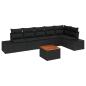 Preview: ARDEBO.de - 7-teiliges Garten-Sofa-Set mit Kissen Schwarz Poly-Rattan Akazie