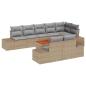 Preview: 9-teiliges Garten-Sofa-Set mit Kissen Beige Poly-Rattan Akazie