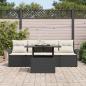 Preview: 5-Teiliges Garten-Sofa-Set mit Kissen Schwarz Poly Rattan
