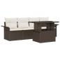 Preview: 5-teiliges Garten Sofa Set mit Kissen Braun Poly Rattan