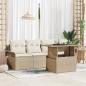 Preview: ARDEBO.de - 5-teiliges Garten Sofa Set mit Kissen Beige Poly Rattan