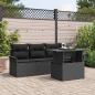 Preview: ARDEBO.de - 5-teiliges Garten-Sofa-Set mit Kissen Schwarz Poly-Rattan