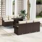 Preview: ARDEBO.de - 7-teiliges Garten Sofa Set mit Kissen Braunes Poly Rattan