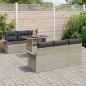 Preview: Gartensofa-set mit Kissen 7 pcs Hellgrau Poly-Rattan