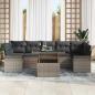 Preview: 8-teiliges Garten Sofa Set mit Kissen Grau Poly Rattan