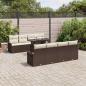 Preview: ARDEBO.de - 9-teiliges Garten Sofa Set mit Kissen Braun Poly Rattan
