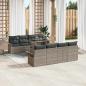 Preview: 9-teiliges Garten Sofa Set mit Kissen Grau Poly Rattan