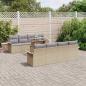 Preview: ARDEBO.de - 9-Teiliges Garten Sofa Set mit Kissen Beiges Poly Rattan