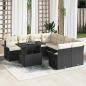 Preview: ARDEBO.de - 9-teiliges Garten-Sofa-Set mit Kissen schwarzes Poly-Rattan