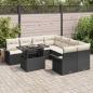 Preview: 9-teiliges Garten-Sofa-Set mit Kissen schwarzes Poly-Rattan