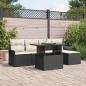 Preview: ARDEBO.de - 6-teiliges Garten Sofa Set mit Kissen Schwarz Poly-Rattan