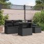 Preview: ARDEBO.de - 6-teiliges Garten Sofa Set mit Kissen Schwarz Poly Rattan