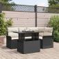 Preview: ARDEBO.de - 5-teiliges Garten Sofa Set mit Kissen Schwarz Poly Rattan