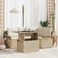 Preview: ARDEBO.de - 5-teiliges Garten-Sofa-Set mit Kissen Beige Poly-Rattan