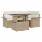 Preview: 5-teiliges Garten-Sofa-Set mit Kissen Beige Poly-Rattan