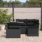 Preview: 5-teiliges Garten Sofa Set mit Kissen Schwarz Poly Rattan