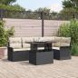 Preview: ARDEBO.de - 6-teiliges Garten-Sofa-Set mit Kissen Schwarz Poly Rattan