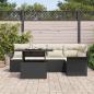 Preview: 6-teiliges Garten-Sofa-Set mit Kissen Schwarz Poly Rattan