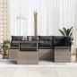 Preview: 6 Teiliges Garten Sofa Set mit Kissen Grau Poly Rattan
