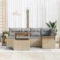 Preview: 6-teiliges Garten-Sofa-Set mit Kissen Beige Poly Rattan