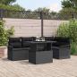 Preview: ARDEBO.de - 6-teiliges Garten Sofa Set mit Kissen Schwarz Poly Rattan